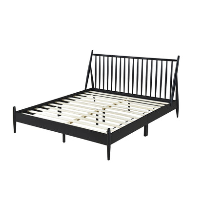 King Spindle Wood Bed, Matte Black Finish