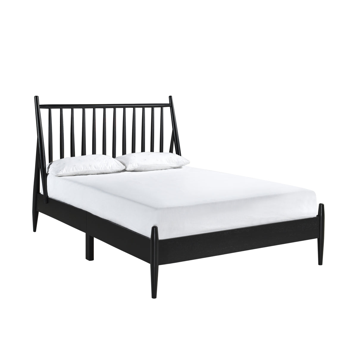 Full Spindle Wood Bed, Matte Black Finish