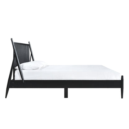 King Spindle Wood Bed, Matte Black Finish