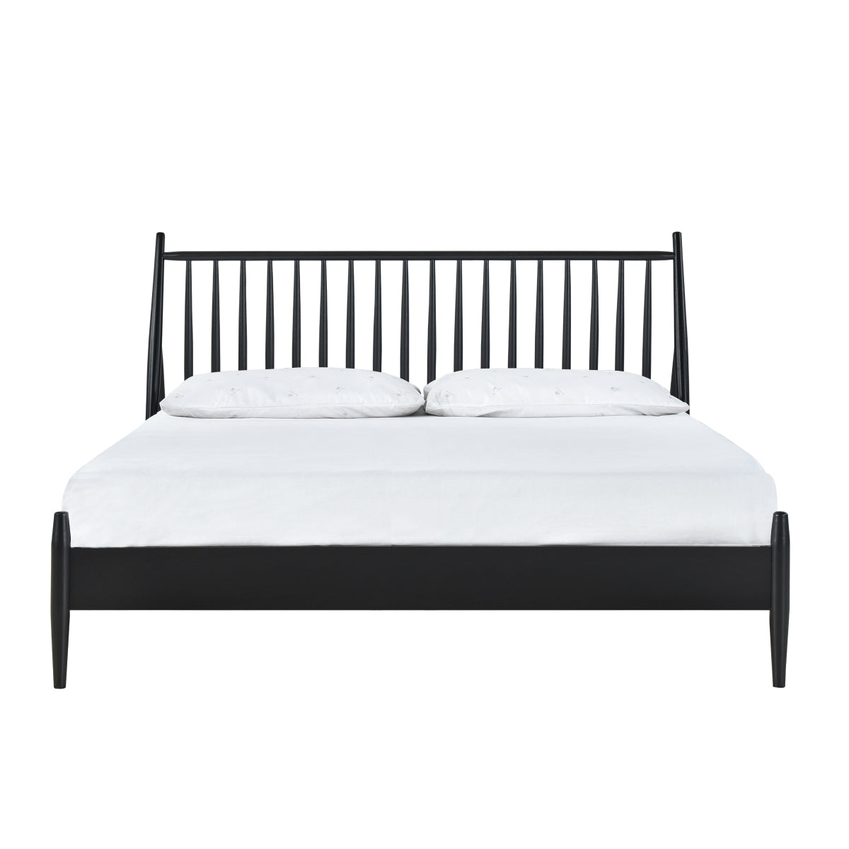 King Spindle Wood Bed, Matte Black Finish