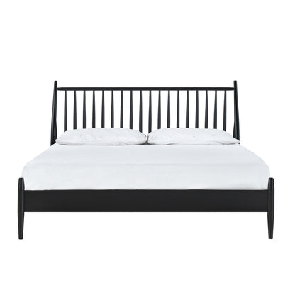 King Spindle Wood Bed, Matte Black Finish