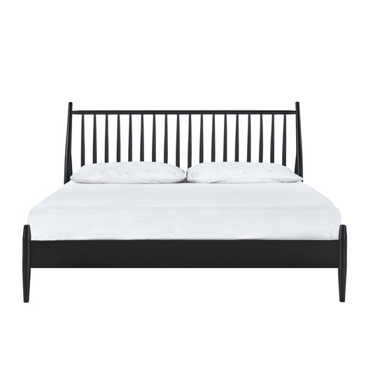 King Spindle Wood Bed, Matte Black Finish