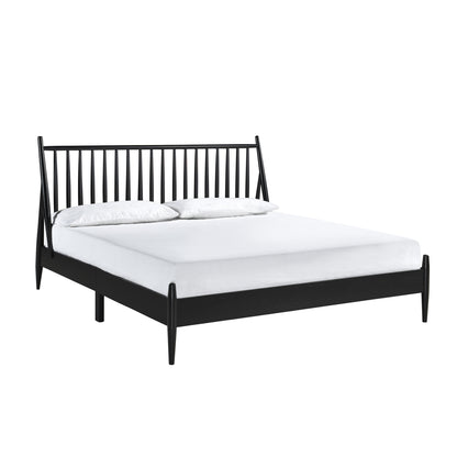 King Spindle Wood Bed, Matte Black Finish
