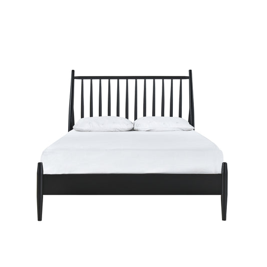 Full Spindle Wood Bed, Matte Black Finish