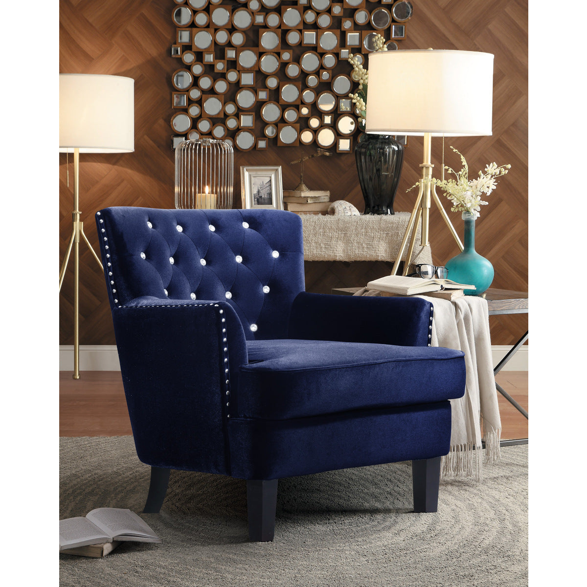 Accent Chair, Blue Velvet