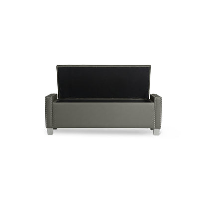 Storage Bench W/ Silver Pu Leather,3A