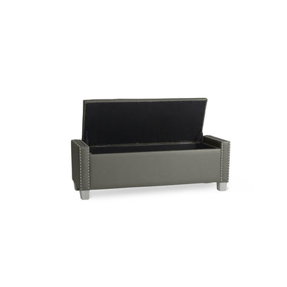 Storage Bench W/ Silver Pu Leather,3A