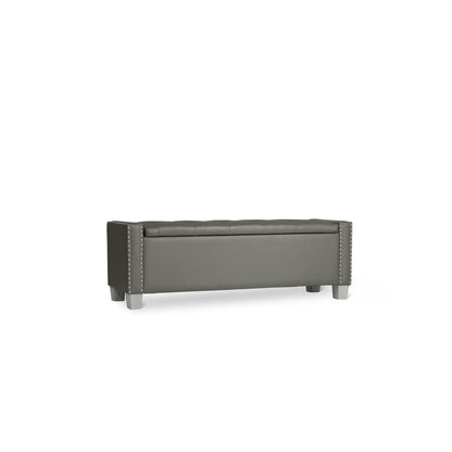 Storage Bench W/ Silver Pu Leather,3A