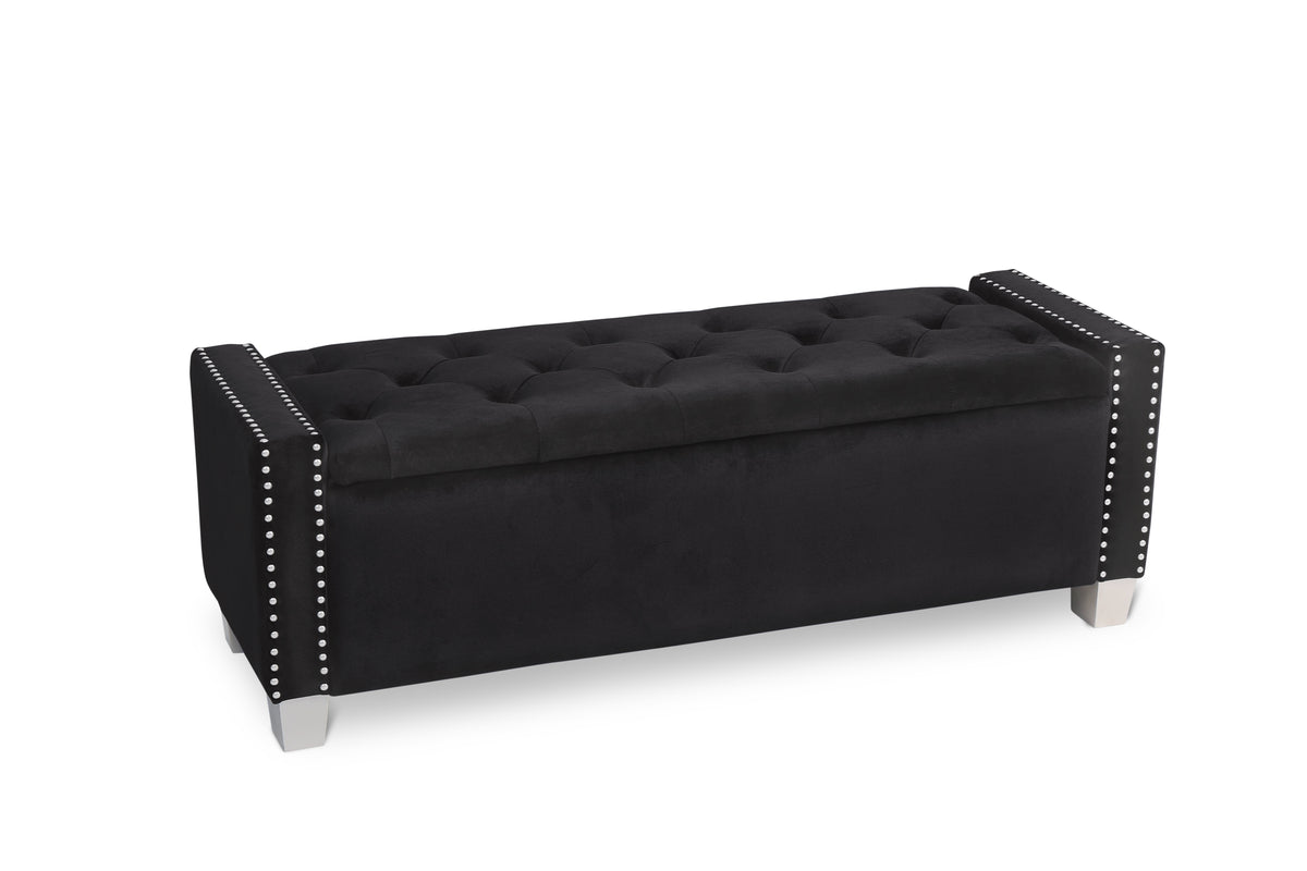 Storage Bench With Black Velvet,3A