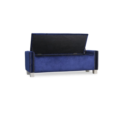 Storage Bench With Blue Velvet,3A