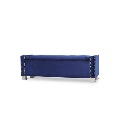 Storage Bench With Blue Velvet,3A