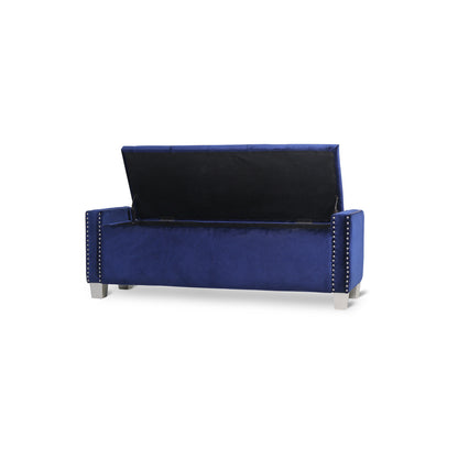 Storage Bench With Blue Velvet,3A