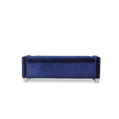 Storage Bench With Blue Velvet,3A