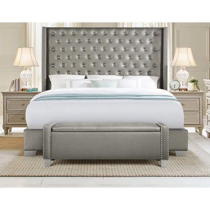 Storage Bench W/ Silver Pu Leather,3A