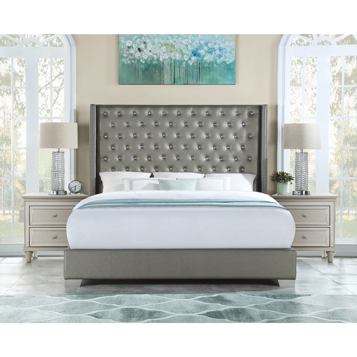 Uphl Pu Ek Bed, Silver