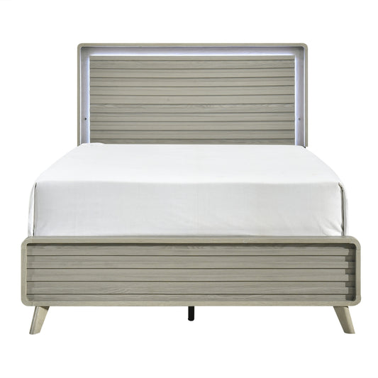Lowndes King Bed W/Led, Antique Gray