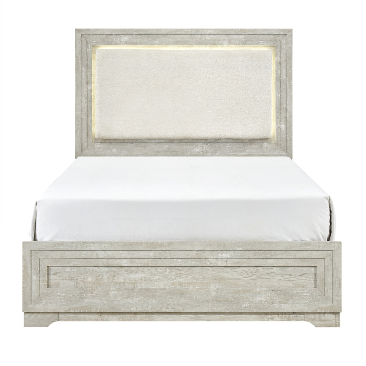 McDuffie Queen Bed W/Led, Antique Light Gray
