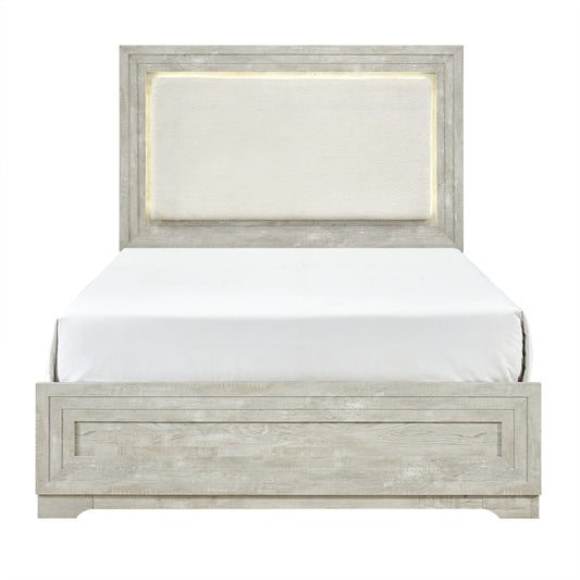 McDuffie Queen Bed W/Led, Antique Light Gray