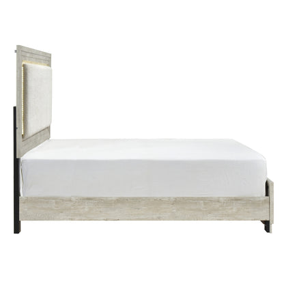 McDuffie Ek Bed W/Led, Antique Light Gray