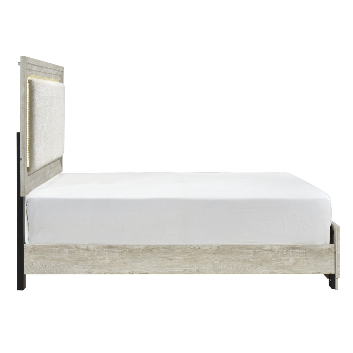 McDuffie Queen Bed W/Led, Antique Light Gray