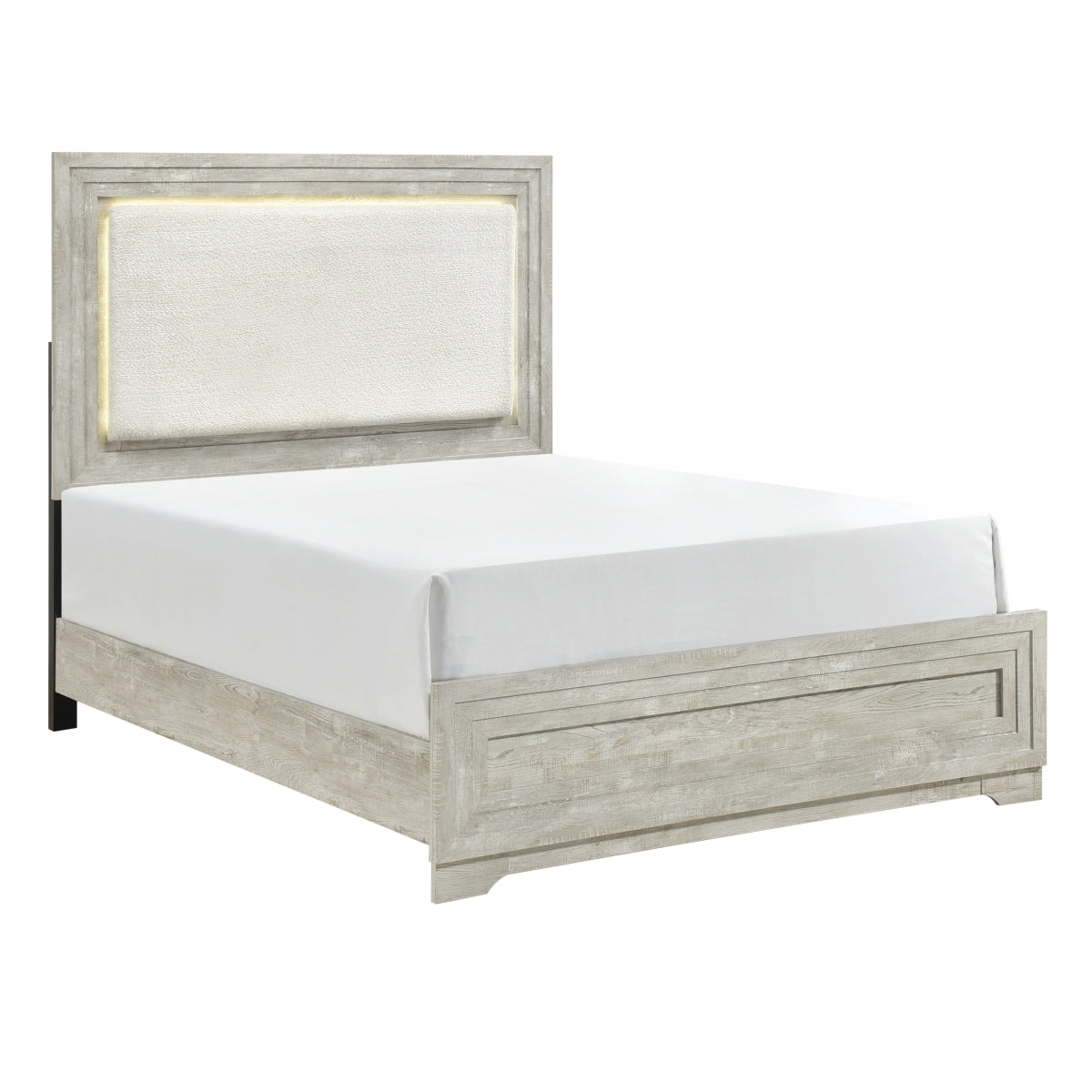 McDuffie Queen Bed W/Led, Antique Light Gray