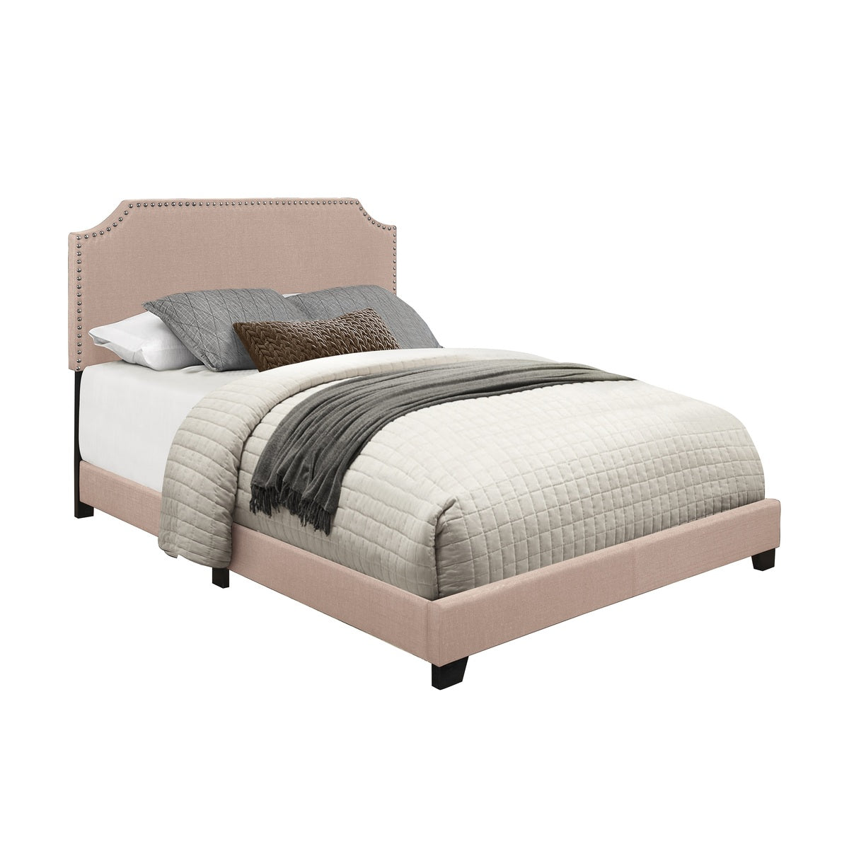 Queen Bed W/Beige Fabric,3A