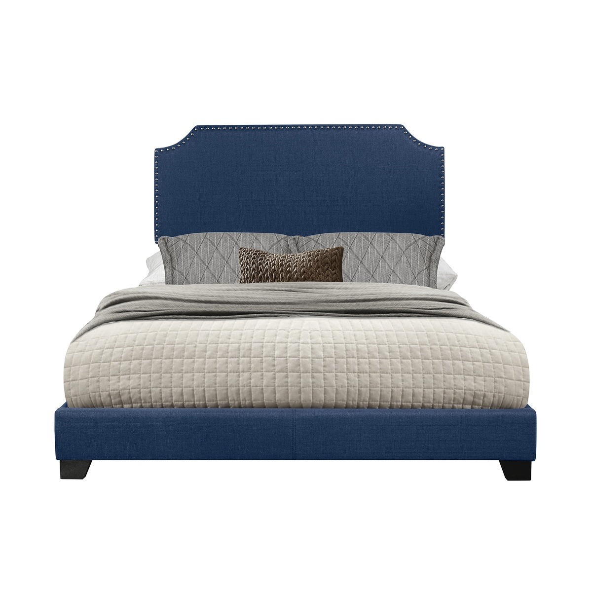 Queen Bed W/Blue Fabric,3A