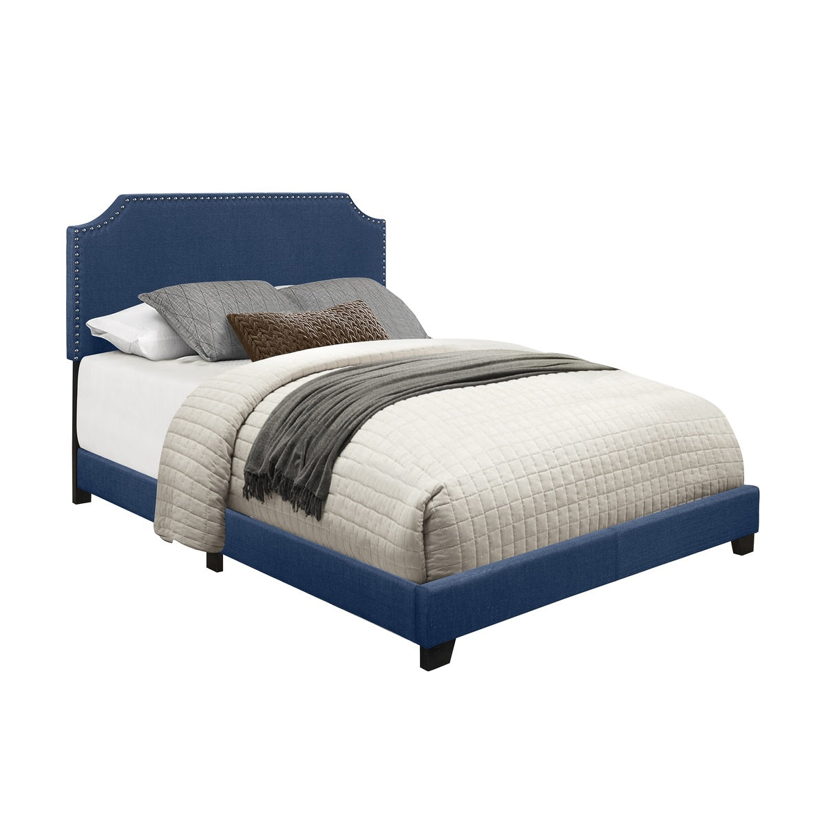 Queen Bed W/Blue Fabric,3A