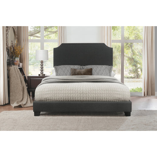 Queen Bed W/Dark Grey Fabric,3A
