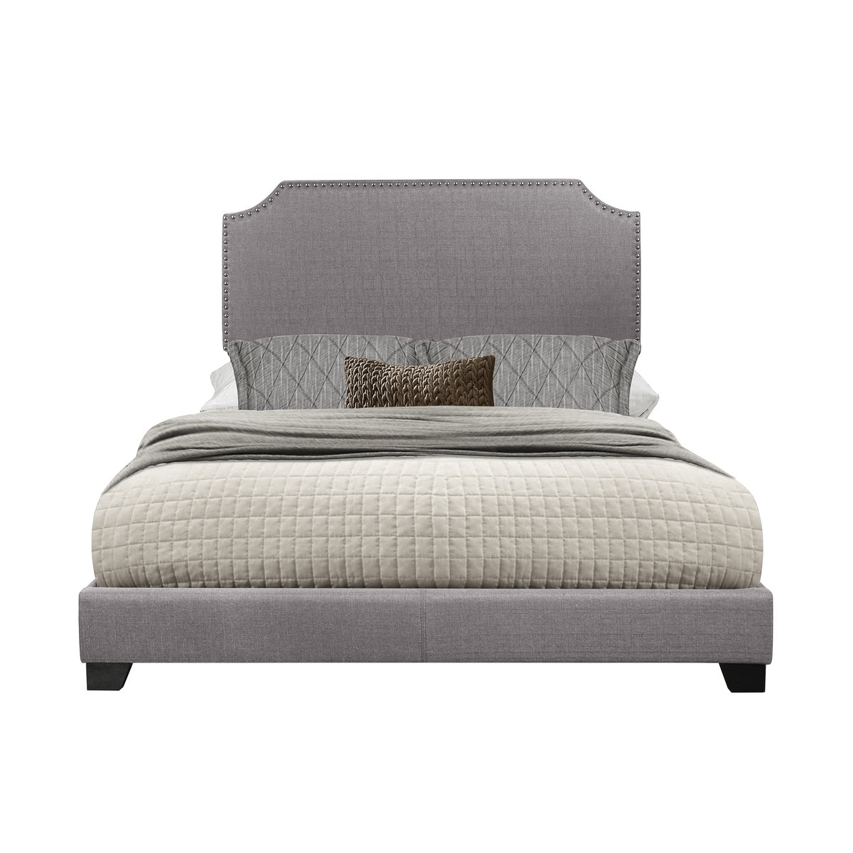Queen Bed W/Grey Fabric,3A