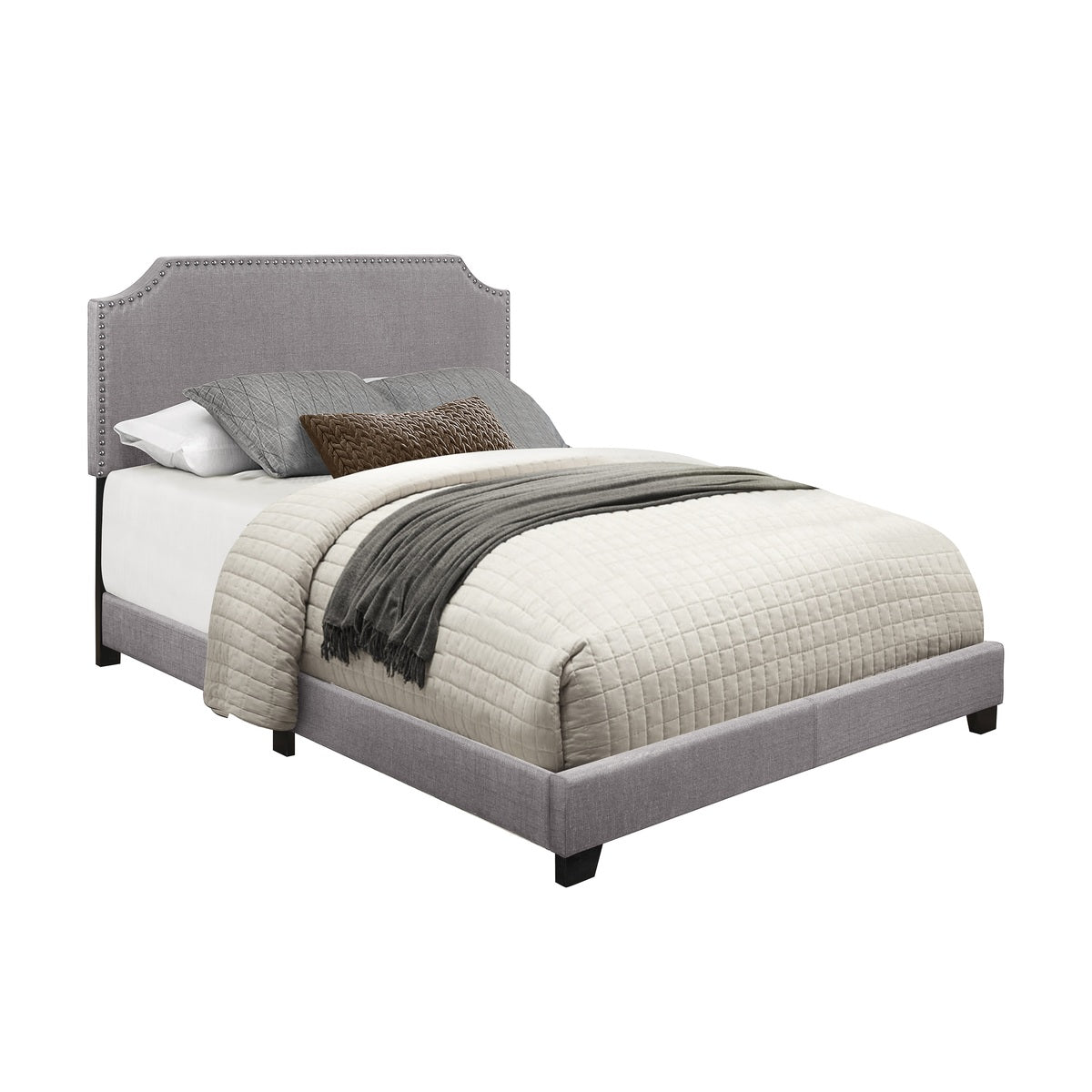 Queen Bed W/Grey Fabric,3A