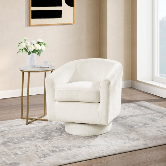 Swivel Accent Chair, Beige Chenille