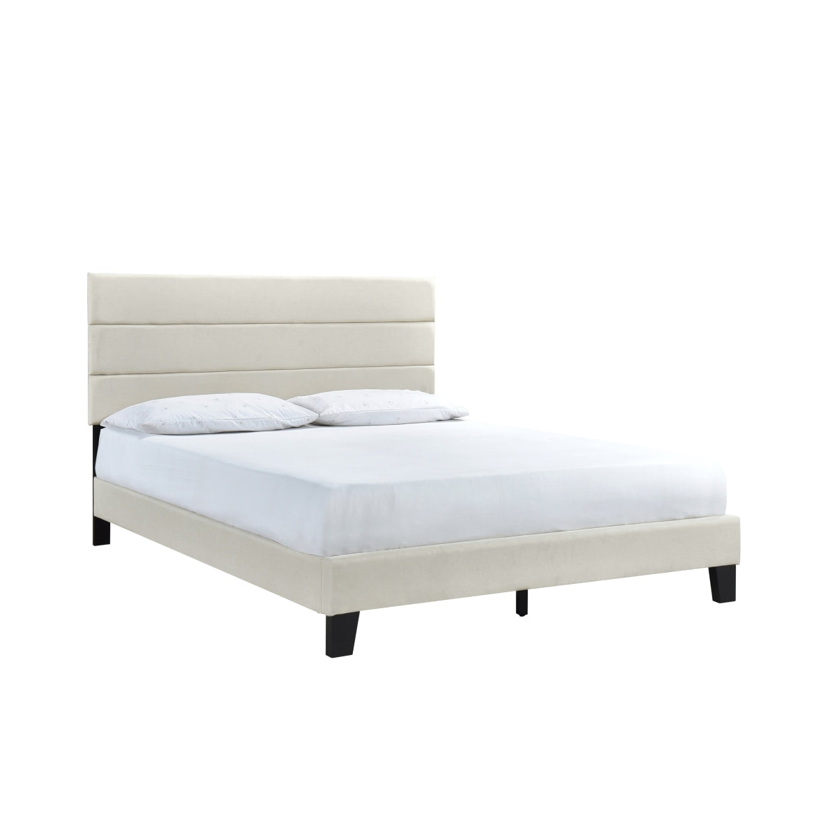 Queen Plaftorm Bed W/ 13 Slats, Beige