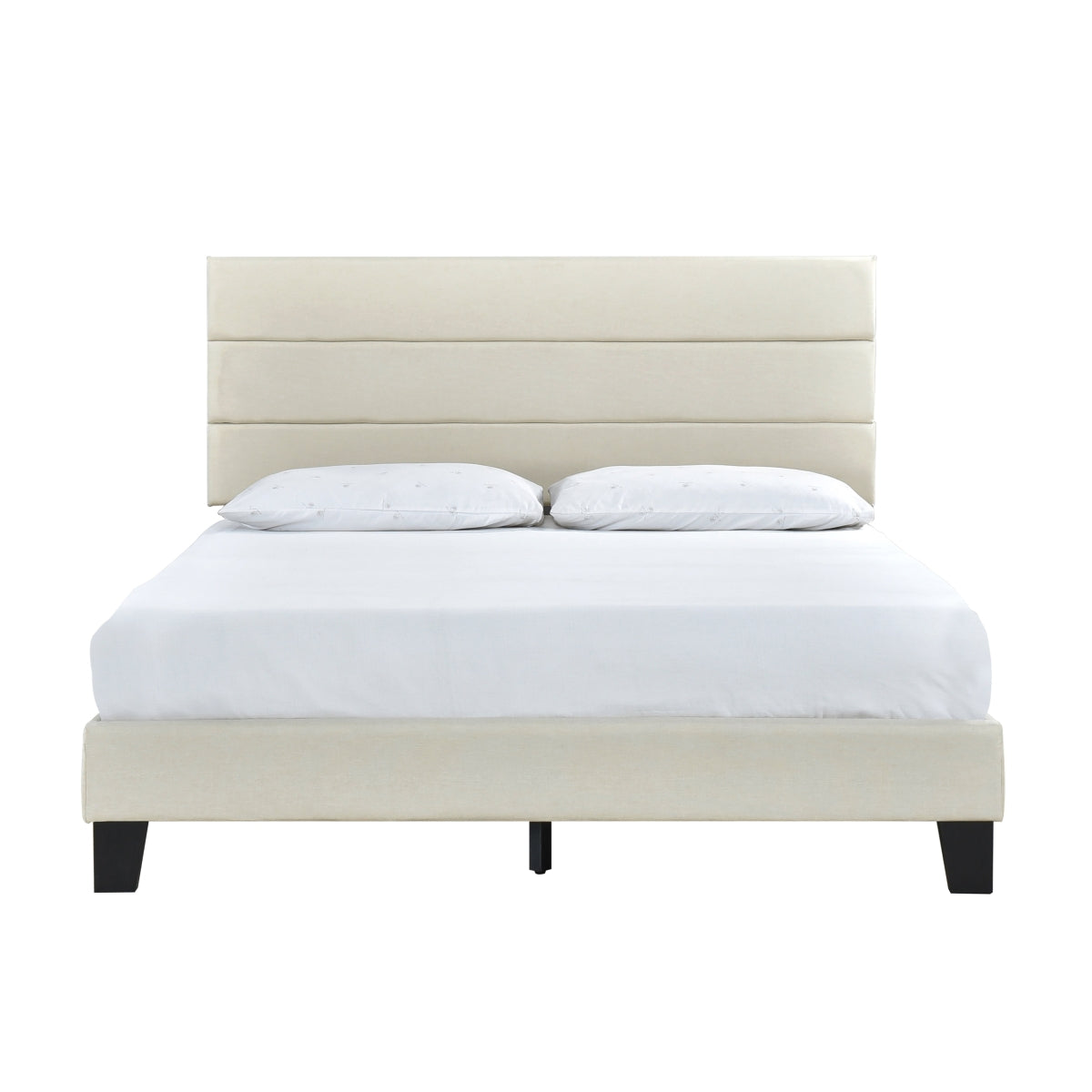 Queen Plaftorm Bed W/ 13 Slats, Beige