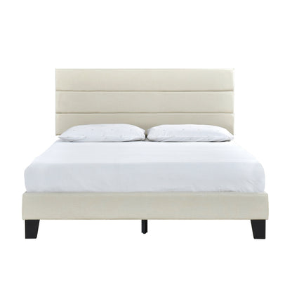 Queen Plaftorm Bed W/ 13 Slats, Beige