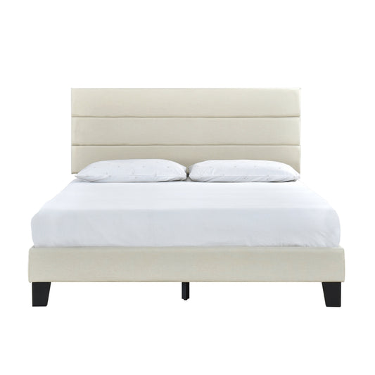 Queen Plaftorm Bed W/ 13 Slats, Beige