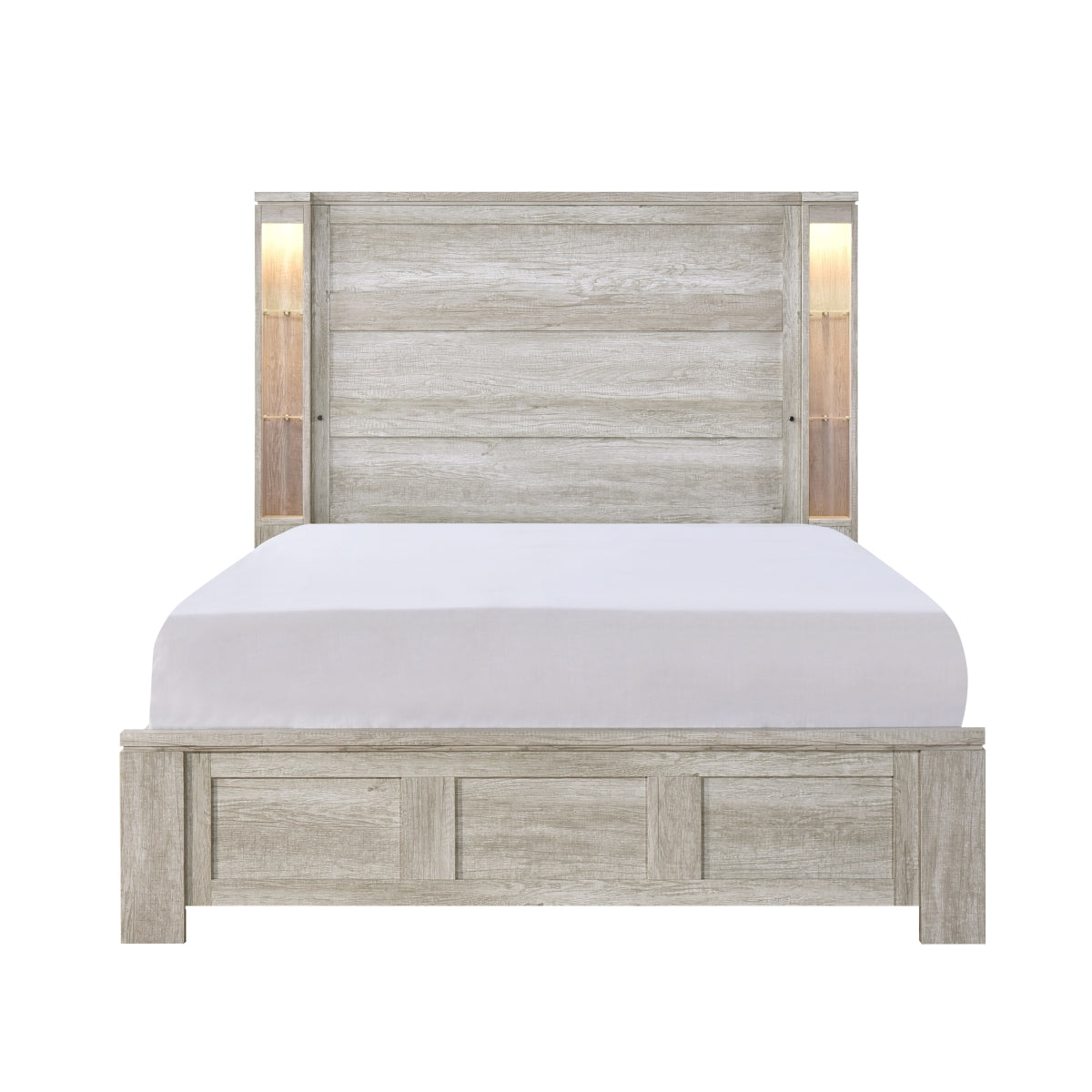 Clarke Queen Bed, Led Lights And Open Shelves