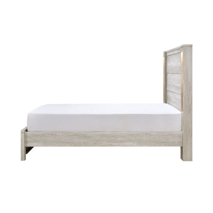 Clarke Queen Bed, Led Lights And Open Shelves