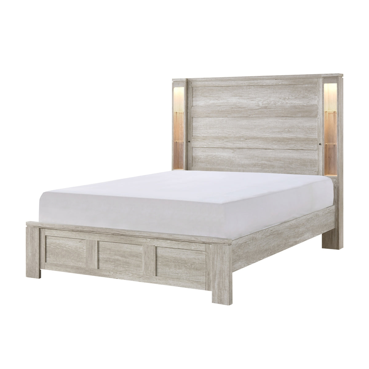 Clarke Queen Bed, Led Lights And Open Shelves