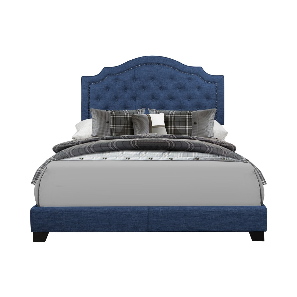Queen Bed W/Blue Fabric