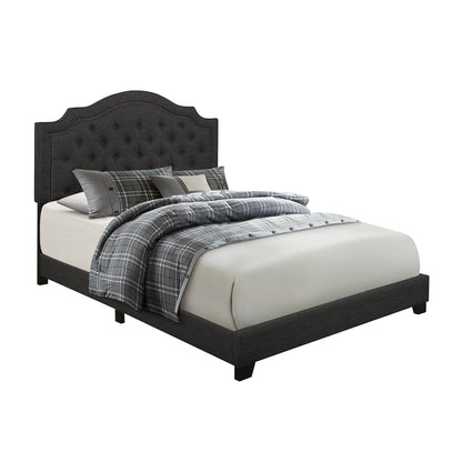 Queen Bed W/Dark Grey Fabric