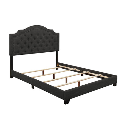 Queen Bed W/Dark Grey Fabric