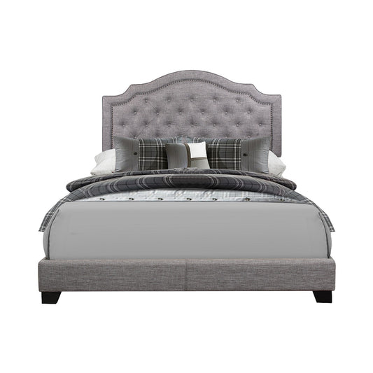 Queen Bed W/Grey Fabric