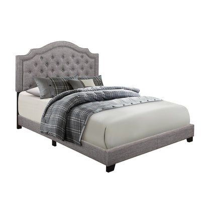 Queen Bed W/Grey Fabric