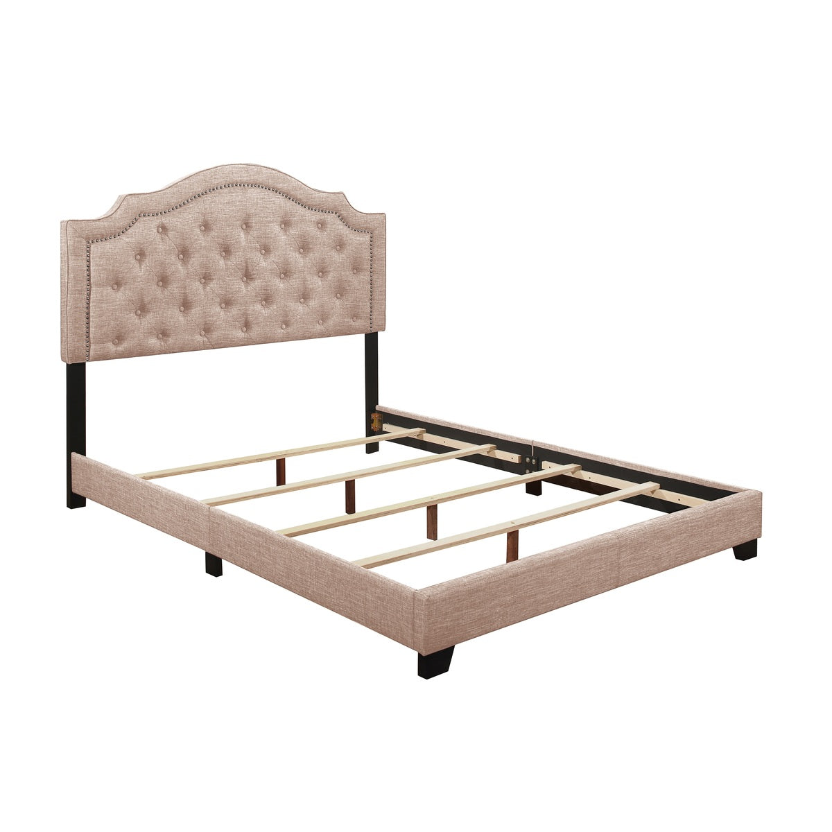 King Bed W/Beige Fabric