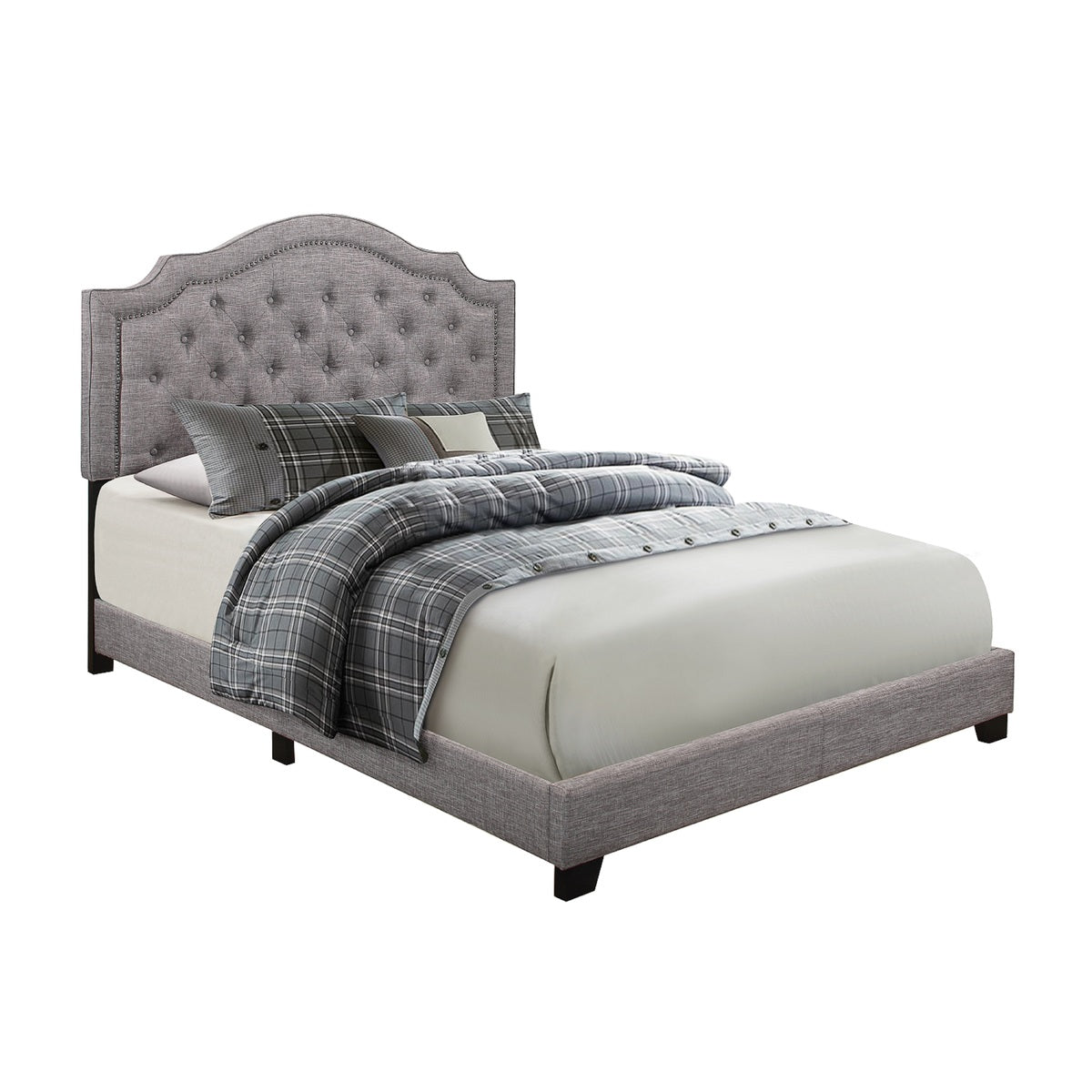 King Bed W/Grey Fabric
