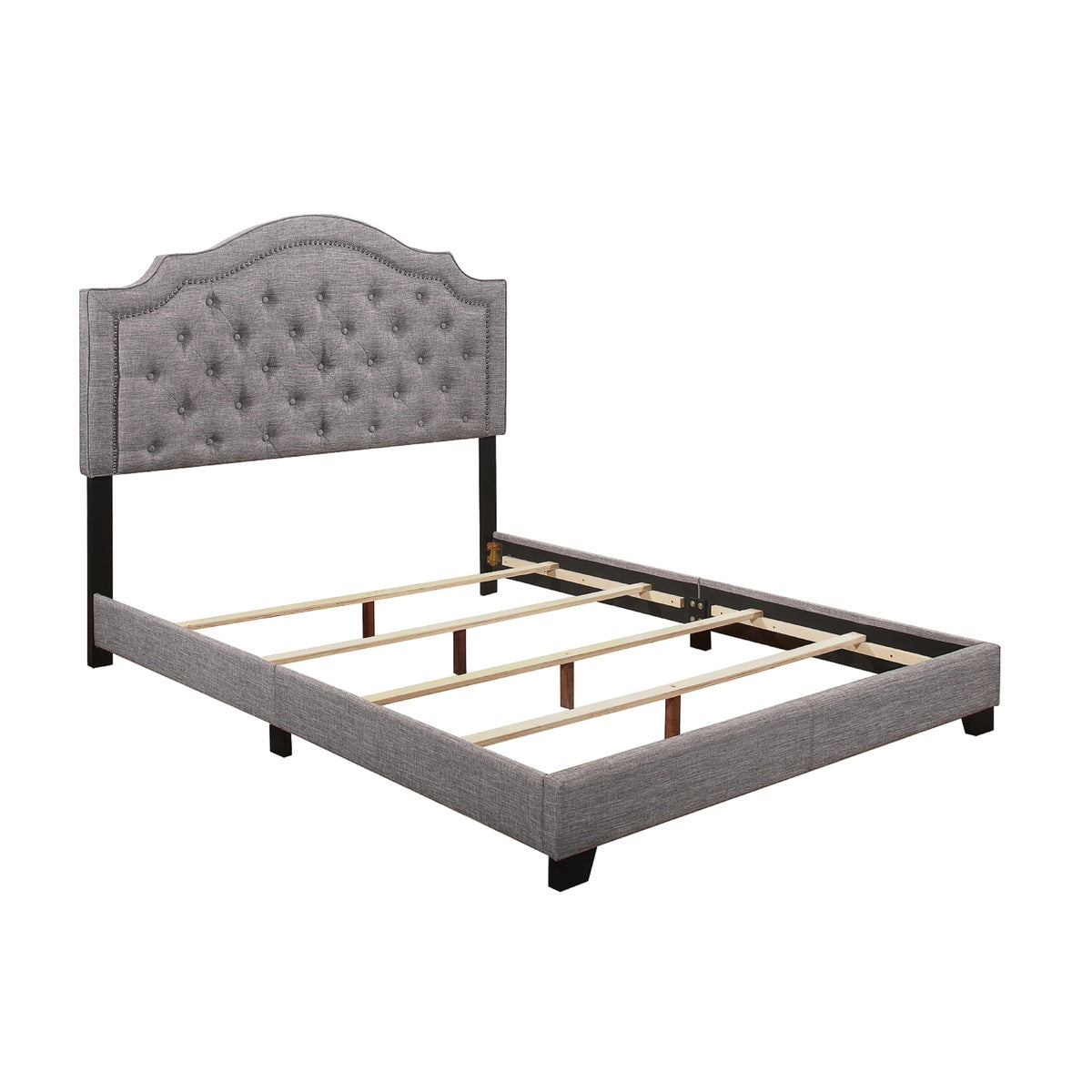 King Bed W/Grey Fabric