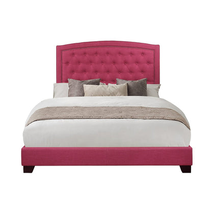 Queen Bed W/Pink Fabric