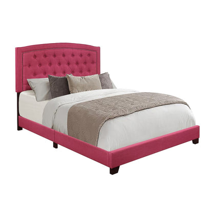 Queen Bed W/Pink Fabric