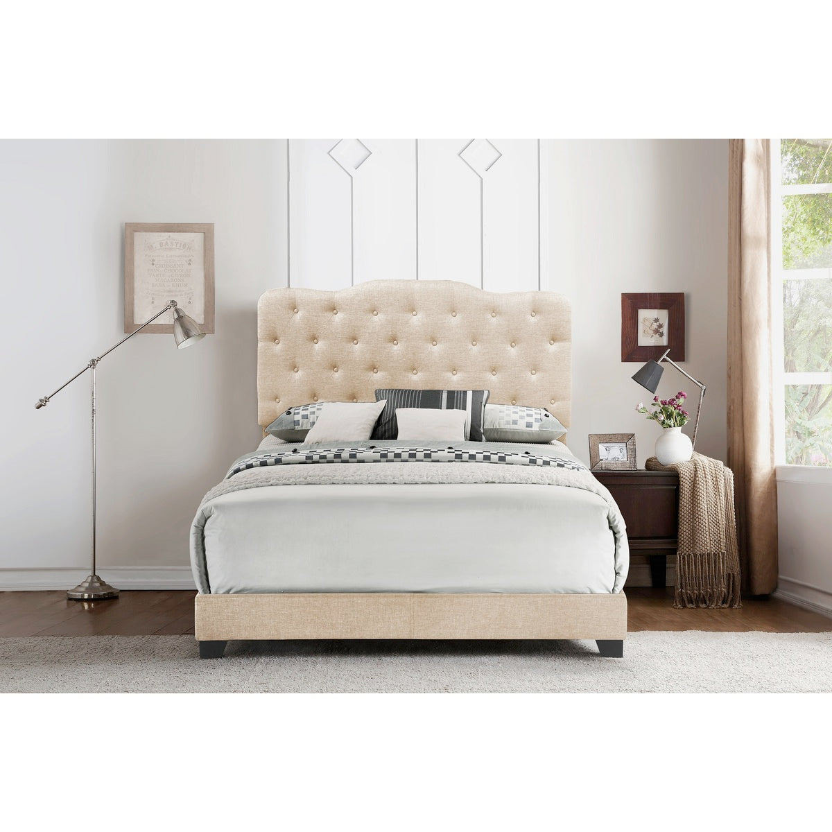 Full Bed W/Beige Fabric